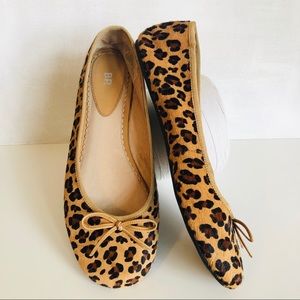 [BP.] Edie Leather Leopard Ballet Bow Flats